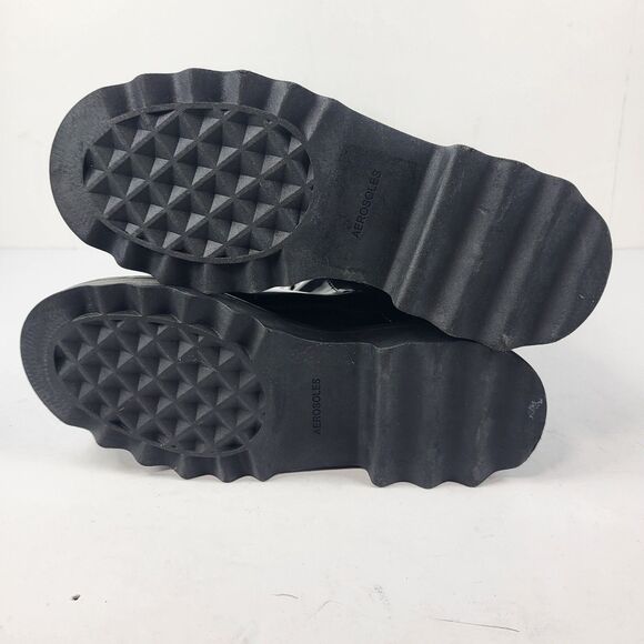 Aerosoles Slalom Knee High Boots Pull on Lug Sole Black Wet look 7M - Picture 13 of 13